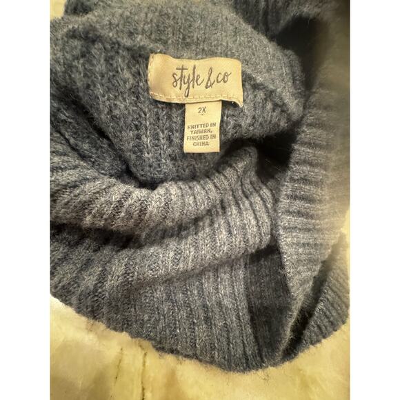 Style & Co Sweater 2X Cozy Cowlneck Tunic Blue Heather Cabincore Plus Size - Picture 8 of 8